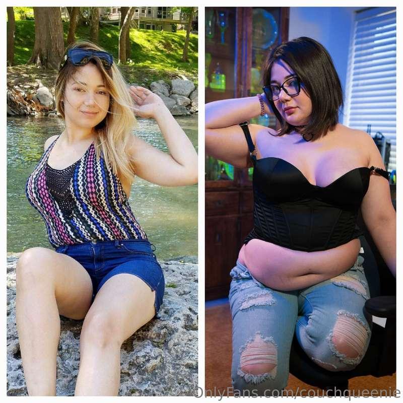 I'm in a one-piece in the before photo, cuz I was self-consc..