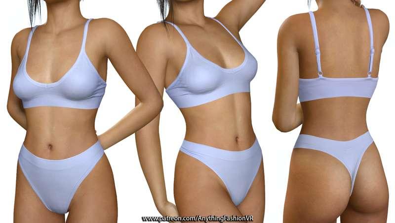 8k Realistic light blue underwear set