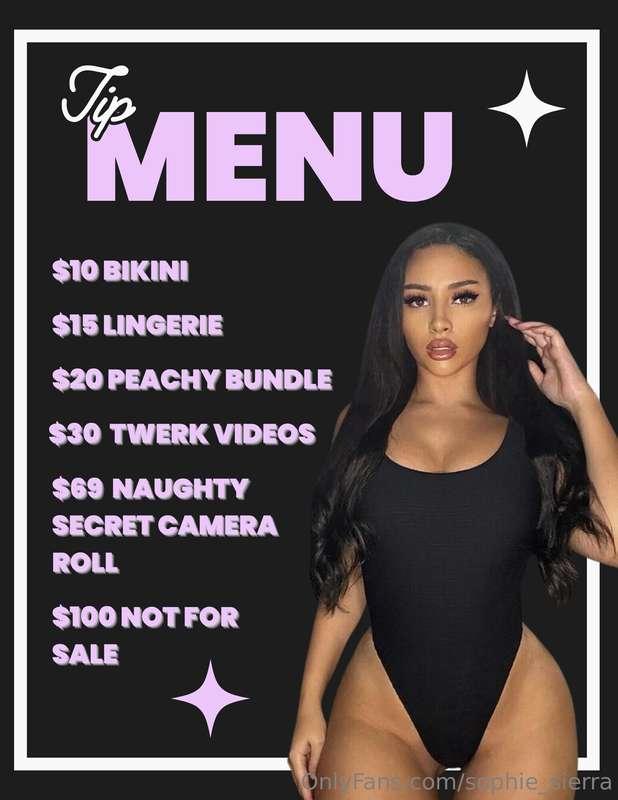 Tip me and tell me what u want on the menu 💕 Let's have some..