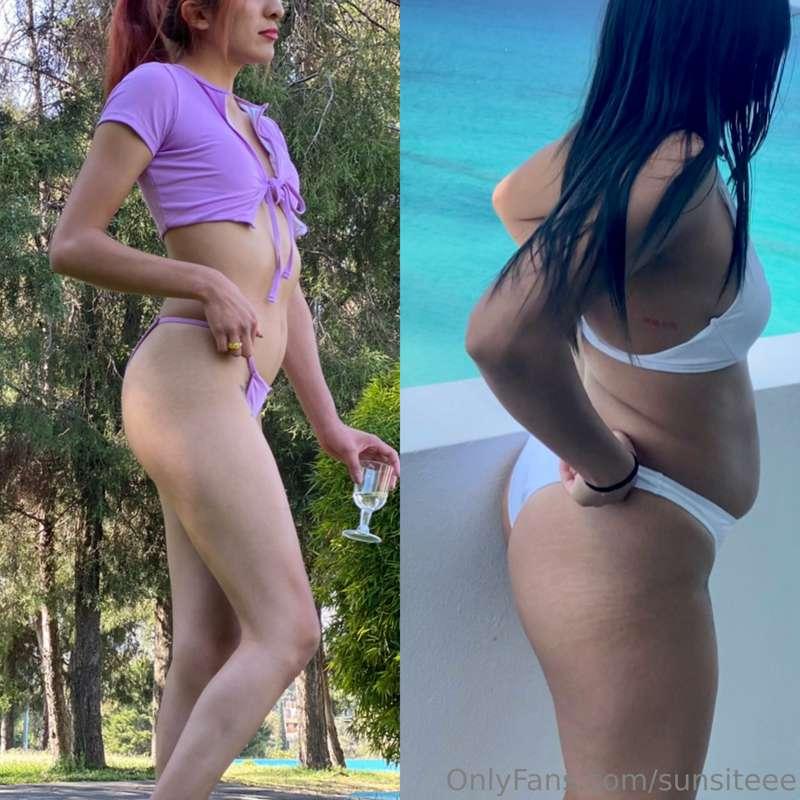 In the first one I was trying so hard to hide my tummy. Seco..