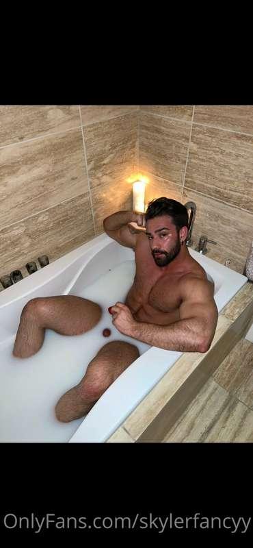 Just a hot guy in a hot bath