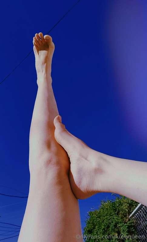 Blue sky, long legs (perfect for kicking boys who don't know..