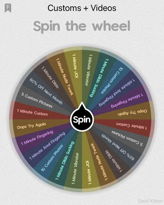 spin my wheel today 🥵

$5 1 spin

$10 3 spins