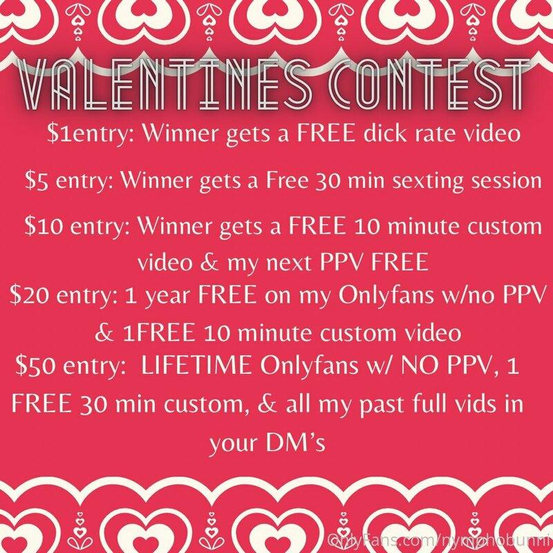 ?VALENTINES CONTEST, 5 DIFFERENT PRIZES? 
$1: FREE dick rate..