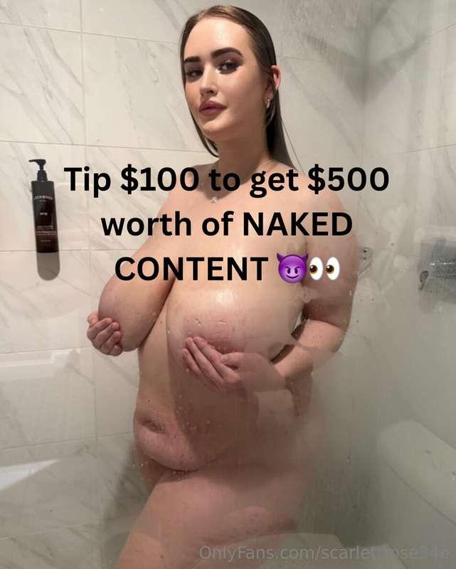 Tip $100 to get $500 worth of NAKED CONTENT 😈😈