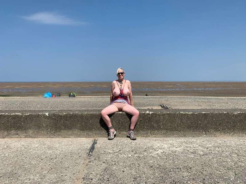 Naked on the sea wall