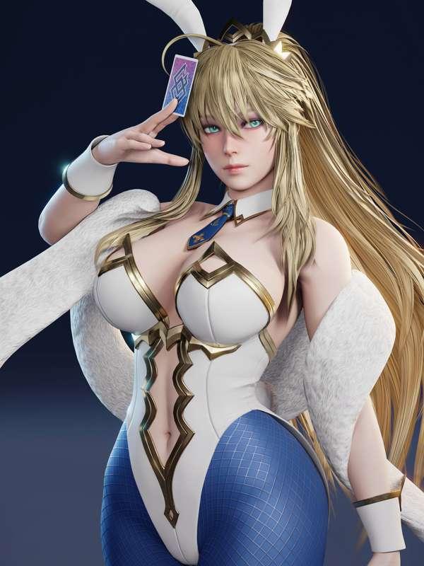 Artoria Ruler WIP 03 - Texturing complete!