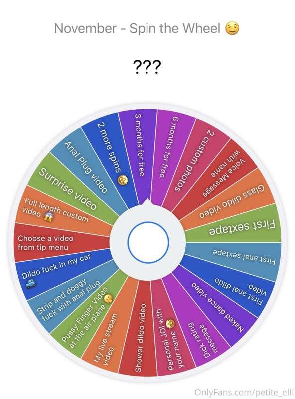 NOVEMBER - Spin the Wheel 😱 
1 Spin - 15$
3 spins - 35$ 

So..
