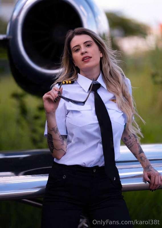 ** ✈️ This hot pilot👩🏼‍✈️is ready to taken off! 
Jump on boa..