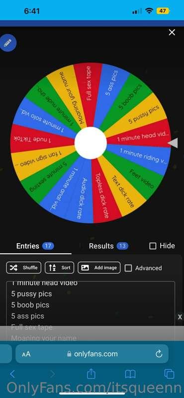 LETS PLAY A GAME! TIP THE AMOUNT FOR HOW MANY SPINS YOU WANT..