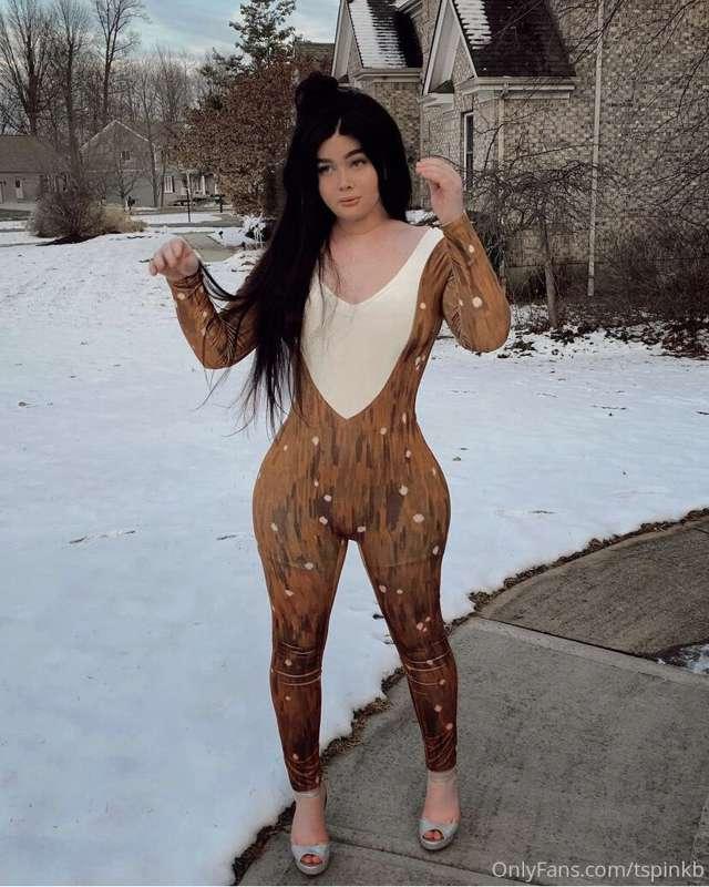 Dresses up as Santa’s reindeer so I could get extra gifts th..