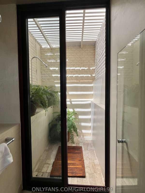 We stayed at an Airbnb with this beautiful **outdoor shower*..