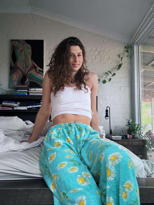the fuzziest pj pants I ever did own! 🩵🌼
