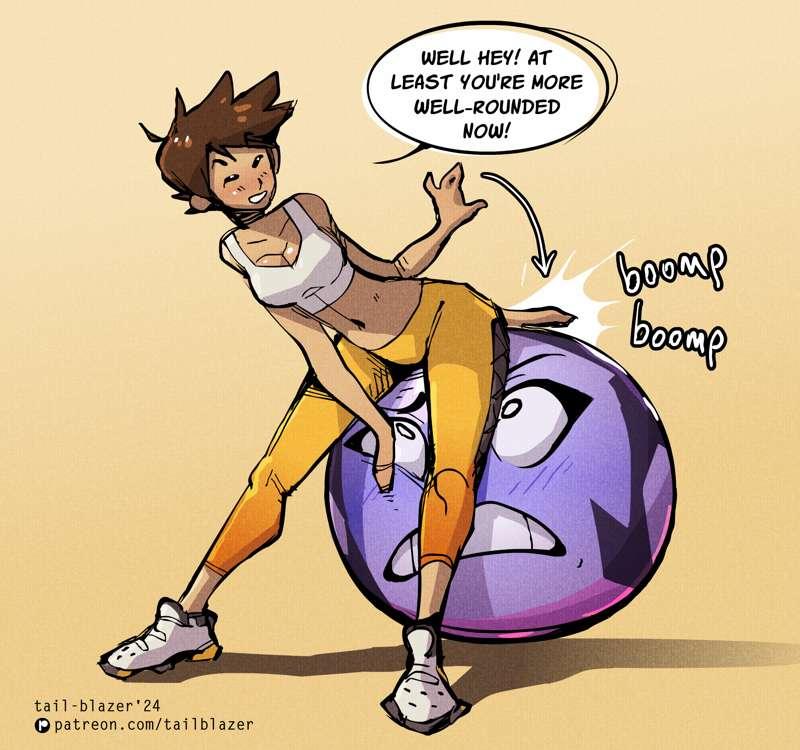 Tracer Sits on Widowmaker Yogaball. (suggestion)