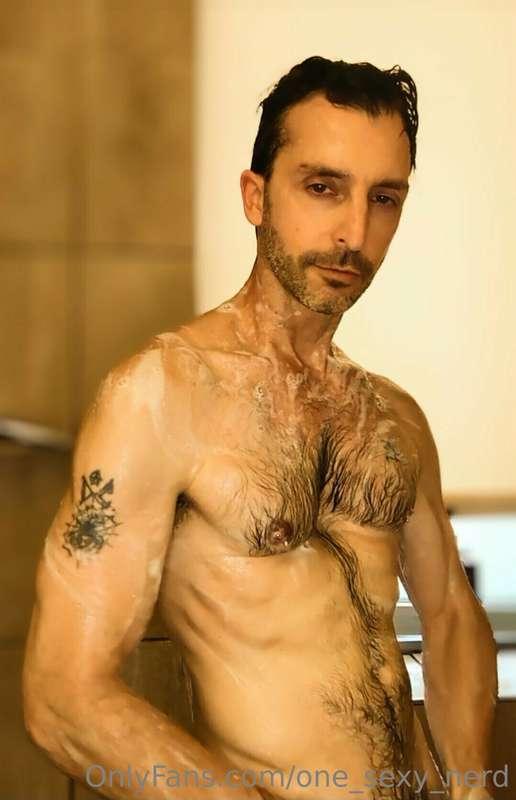 Sexy nerd shower snips from video.