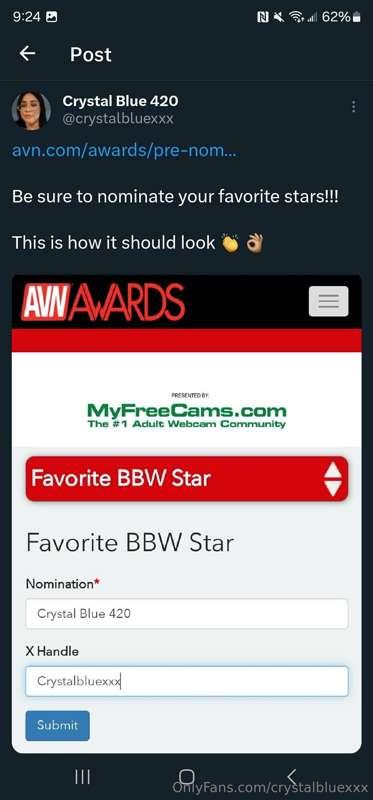 Be sure to vote for me I'd really appreciate it 
DM me when ..