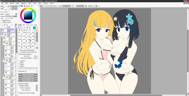 More progress on Sango and Violet~