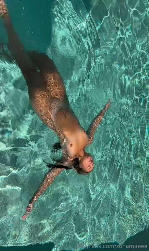 Swimming with my nips up