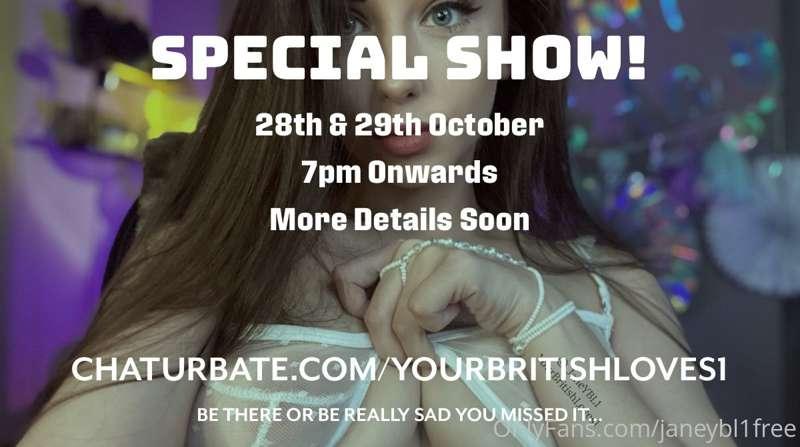 👀 Will you be there? 
🗓 28th & 29th October 
⚠️ Special Show..