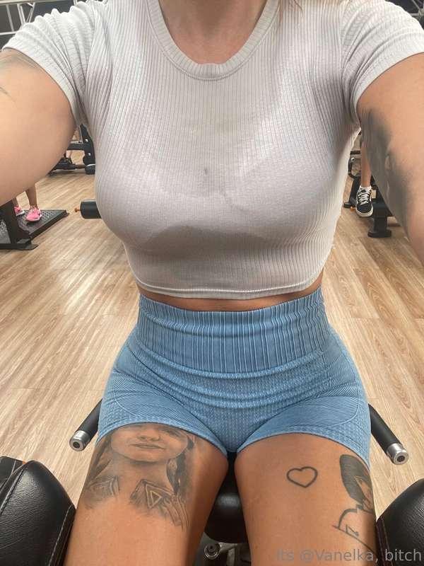 Sweaty at the gym