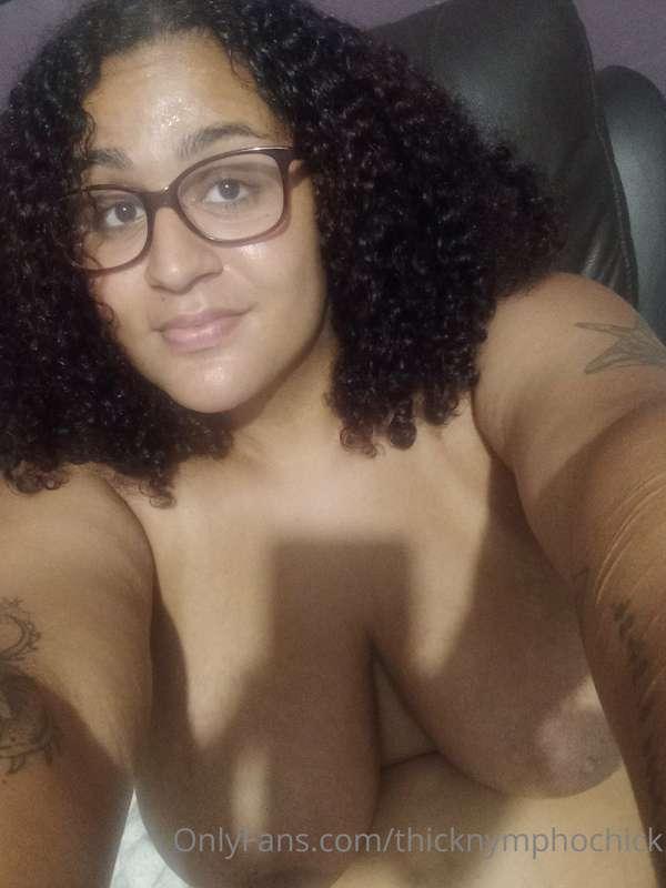 Glasses and almost naked.