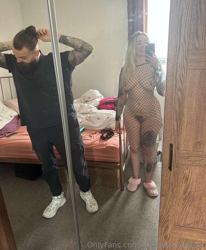 Me and Matt both getting ready for work, we just have very d..