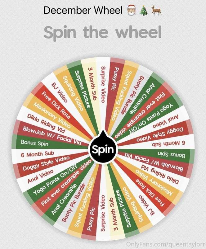 🎄𝒟𝑒𝒸𝑒𝓂𝒷𝑒𝓇 𝒮𝓅𝒾𝓃 𝒯𝒽𝑒 𝒲𝒽𝑒𝑒𝓁🎄
Tip this post $15 for one spin, or..