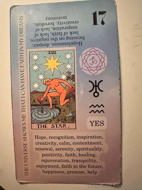 The star card in Tarot resonates most with me at this stage ..