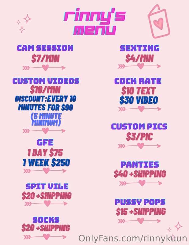 ♡ Service Menu ♡ Let me know if you have any questions ♡

Re..