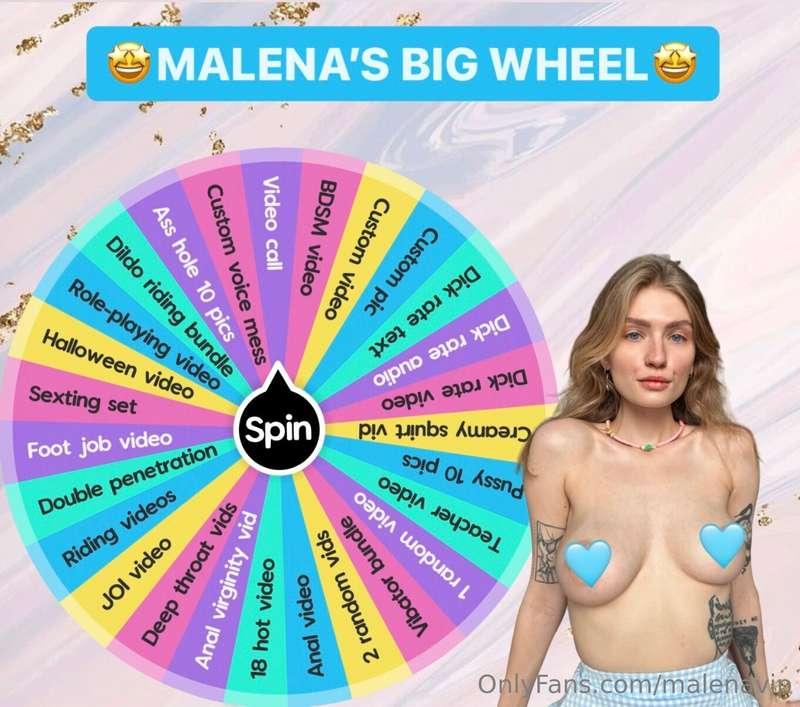 🎡 𝐌𝐀𝐋𝐄𝐍𝐀’𝐒 𝐖𝐇𝐄𝐄𝐋 🎡Ready to try your luck? 😱 Remember: it's i..