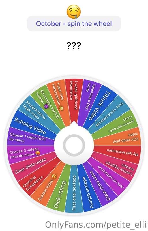 OCTOBER - Spin the Wheel 🔥🤤
1 spin - 15$
3 spins - 35$
5 spi..