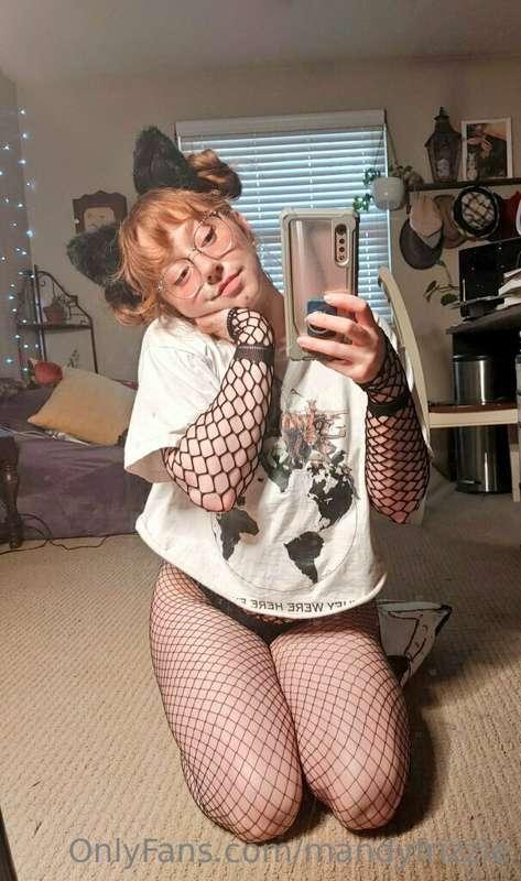 Should I ride a dildo in this fishnet outfit?
