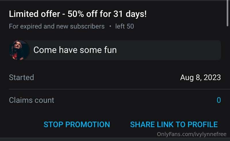 50% off my paid only where you don’t have to pay to see the ..