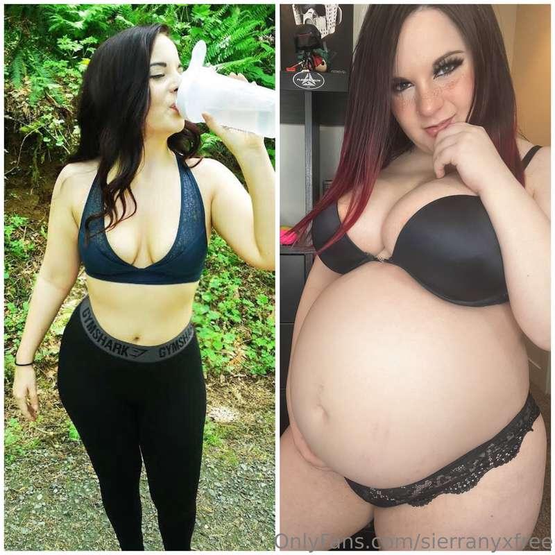 Before vs during pregnancy.. guess I had one too many creamp..
