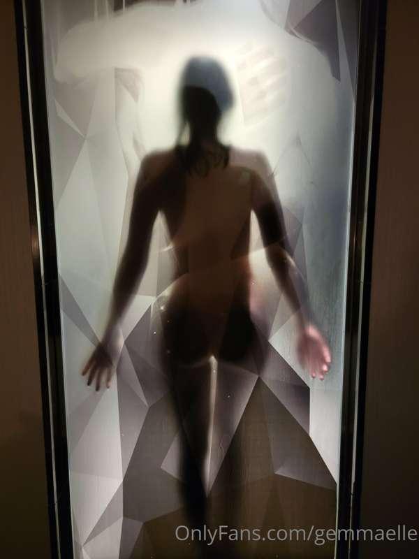 When there's just a glass window between the shower and the ..
