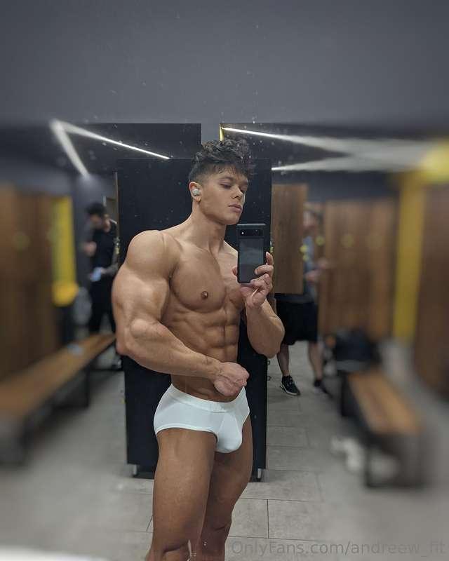 Workout done, pump still going—biceps flexed, abs tight, and..
