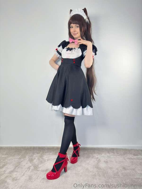 Chocola is very busy doing maid catgirl stuff! Such as...tak..