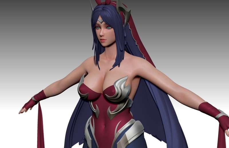 Bunny Irelia WIP 03 - Drafting suit and armor in Zbrush, plan for additional hairstyle.