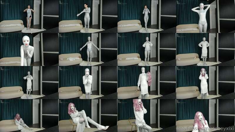 Preview for PPV Video 银色Zentai紧身衣搭配OL制服半脸Mask穿着过程 这次的穿着过程非常详..