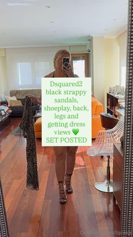 Dsquared2 black strappy sandals, shoeplay, back, legs and ge..