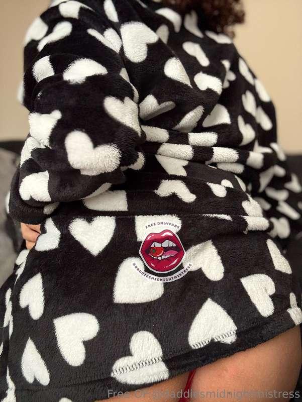 Pulled my robe up just enough for this red thong to peek out..