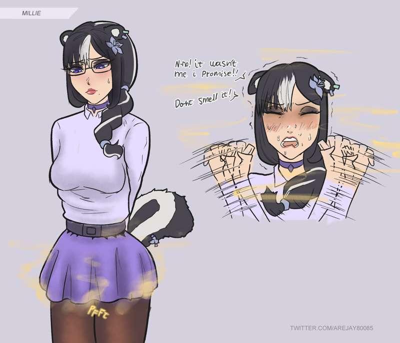 Shy skunkgirl Millie being smelly (cleaned up)