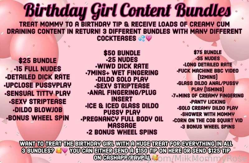 🥰💗 𝓑𝓲𝓻𝓽𝓱𝓭𝓪𝔂 𝓑𝓾𝓷𝓭𝓵𝓮𝓼 💗🥰 

Treat mommy to a tip for her 22nd birthday and get treated back to loads of hot kinky content to cum to💦 

You can either tip on here or cashapp or ask me for my PayPal 💗🥰 

#fyp #milf #mommy #birthday #switch #love #spoils #22 #petite #pregnancy #bi #young #teen #hotmom #pregnant #gfe #sale #bundles #wheelspins #hot #deal #spoils #preggo #birthdaygirl #bi #sexy #soloplay #dildo #vibrator #anal #oral #sexy #squirt #fingering #bbc #bi #bj #showering #nudes #custom #rates 