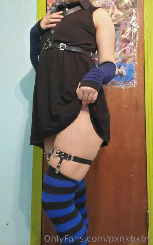 set 1/3 | trans boy in a short dress shows off his holes <3