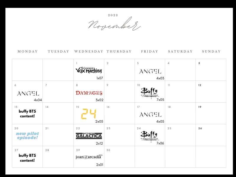 november schedule!