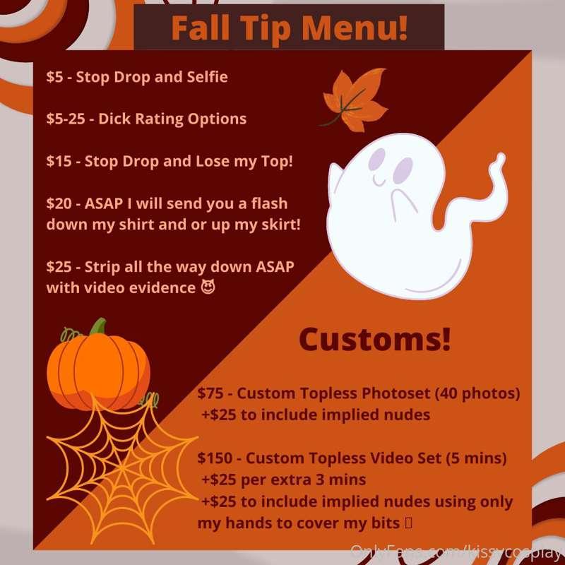 For the first time in a while!!! A tip menu!! I changed up m..