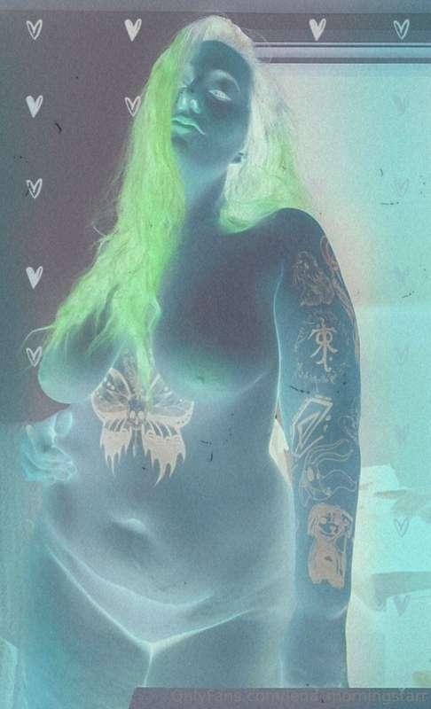 I love the way my tattoos look in negative film style pics. ..