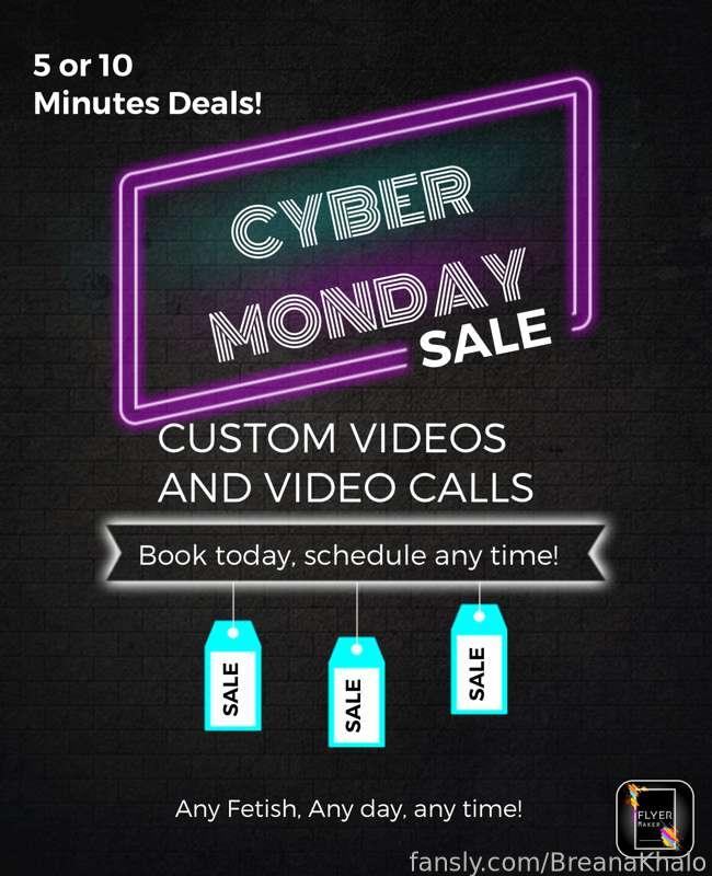 🅲🆈🅱🅴🆁 🅼🅾🅽🅳🅰🆈 🆂🅰🅻🅴!
Get 5 or 10 minutes Videocalls and Customs
For $50 or $150 TODAY ONLY! 
Pay today and schedule your request for any day or time that works best for you! 
Want a custom for the low low? Buy today! 💋 
Message me for details 👀 
