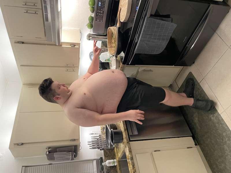 Naked, Cooking Food. LOL 