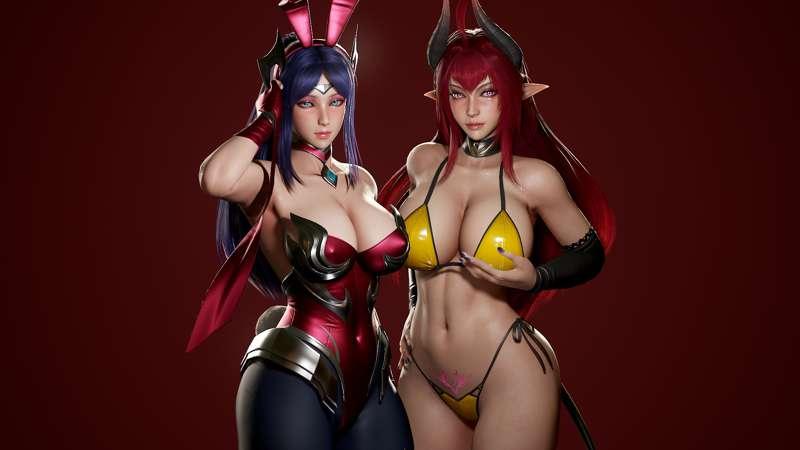 Bunny Irelia & Daemon Girl - Pin-up set!